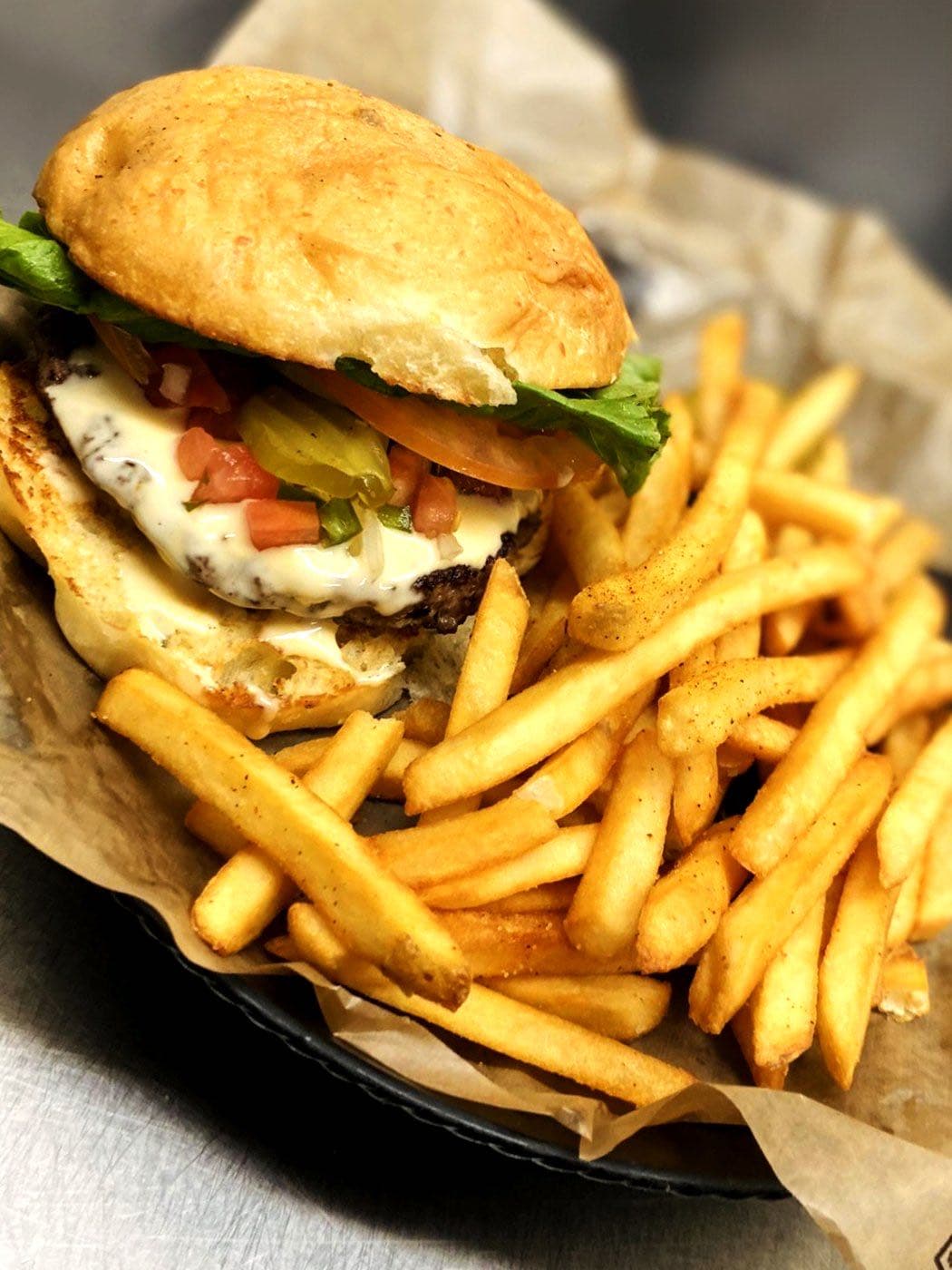Queso Pico Burger at Texas Traditions Grill & Bar